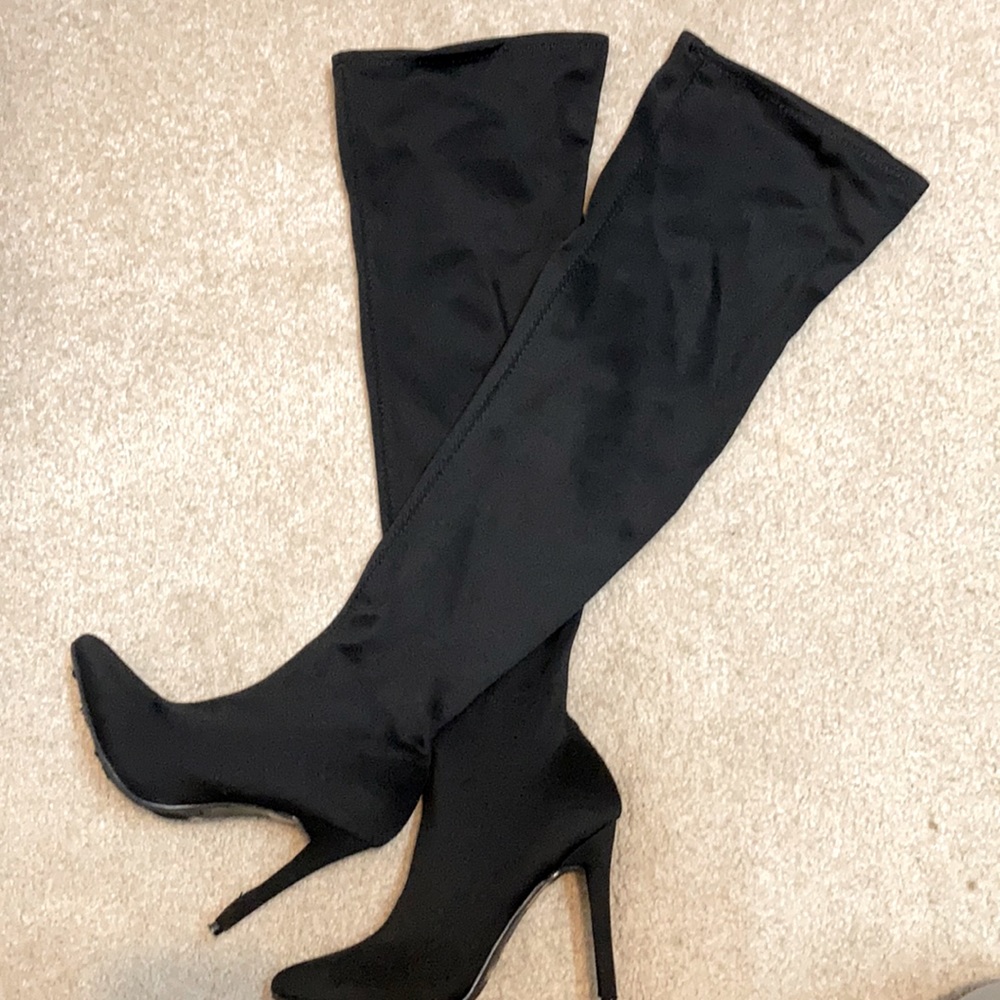 Stretchy knee high boots